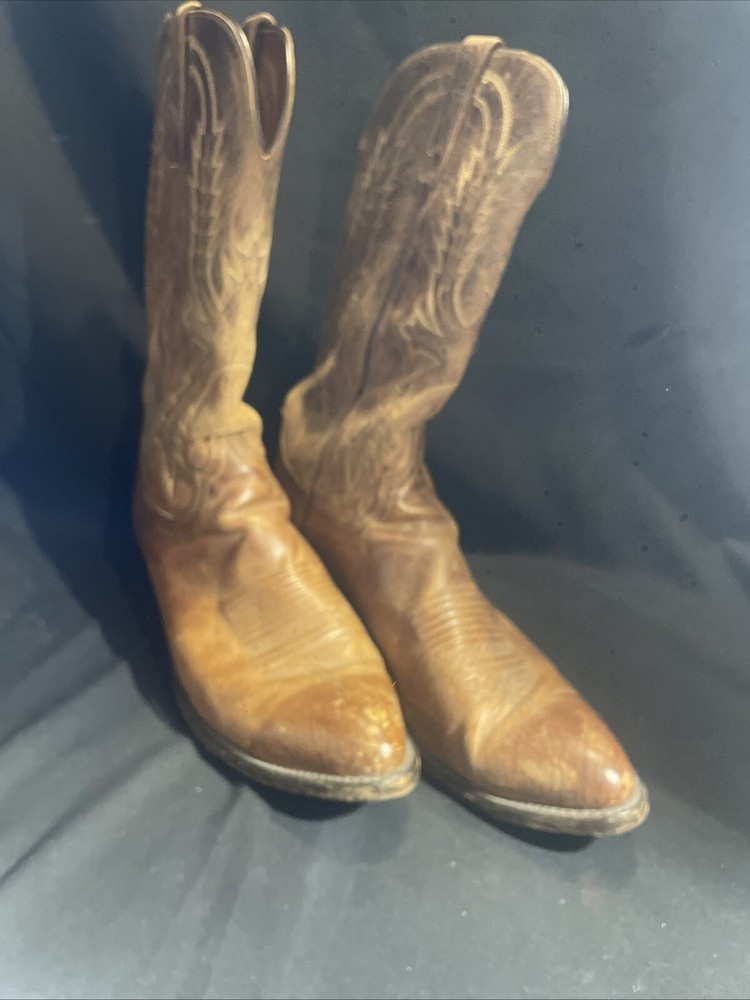 Lucchese 1883 Lonestar Mens Handmade Caramel Calfskin Western Boots Size 9.5 B