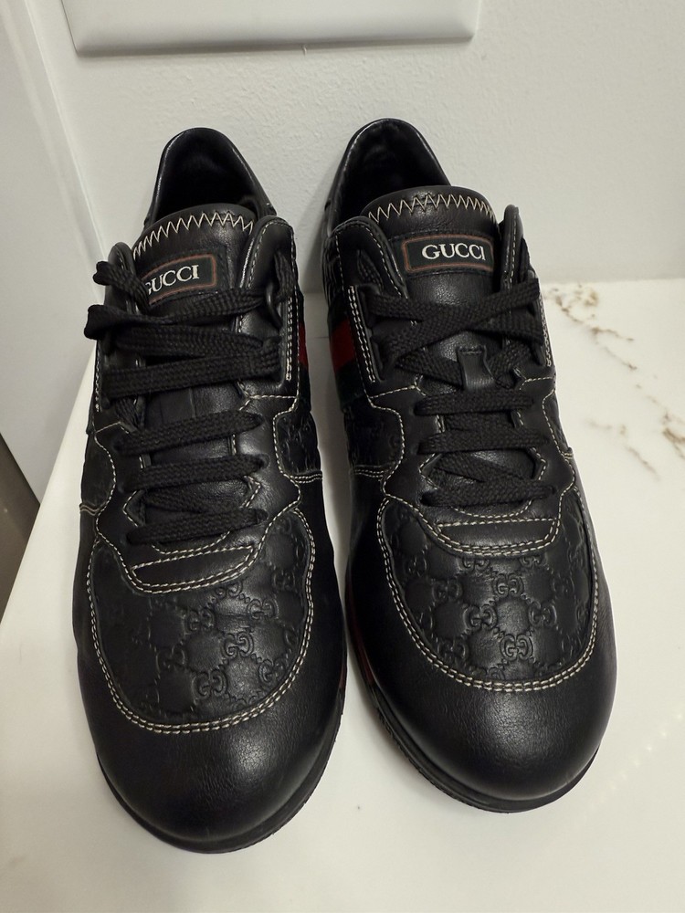 Gucci leather sneakers with web accent detail
