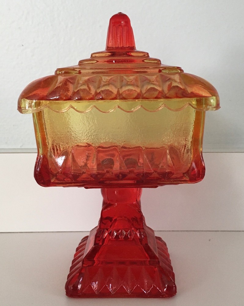 AMBERINA - Small Wedding Bowl & Lid by Jeannette - Vintage