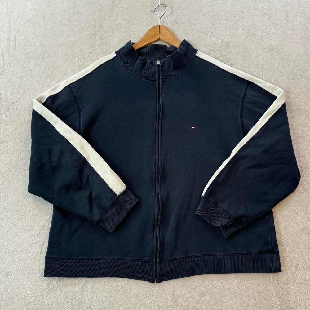 Vintage Y2K Made in Taiwan Tommy Hilfiger Women's XL Full Zip Sweatshirt Sweater