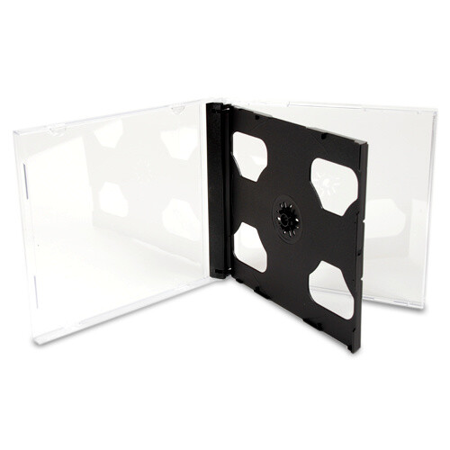10.4mm Double Clear CD DVD Jewel Cases with Black Tray Standard Size Hold 2 Disc