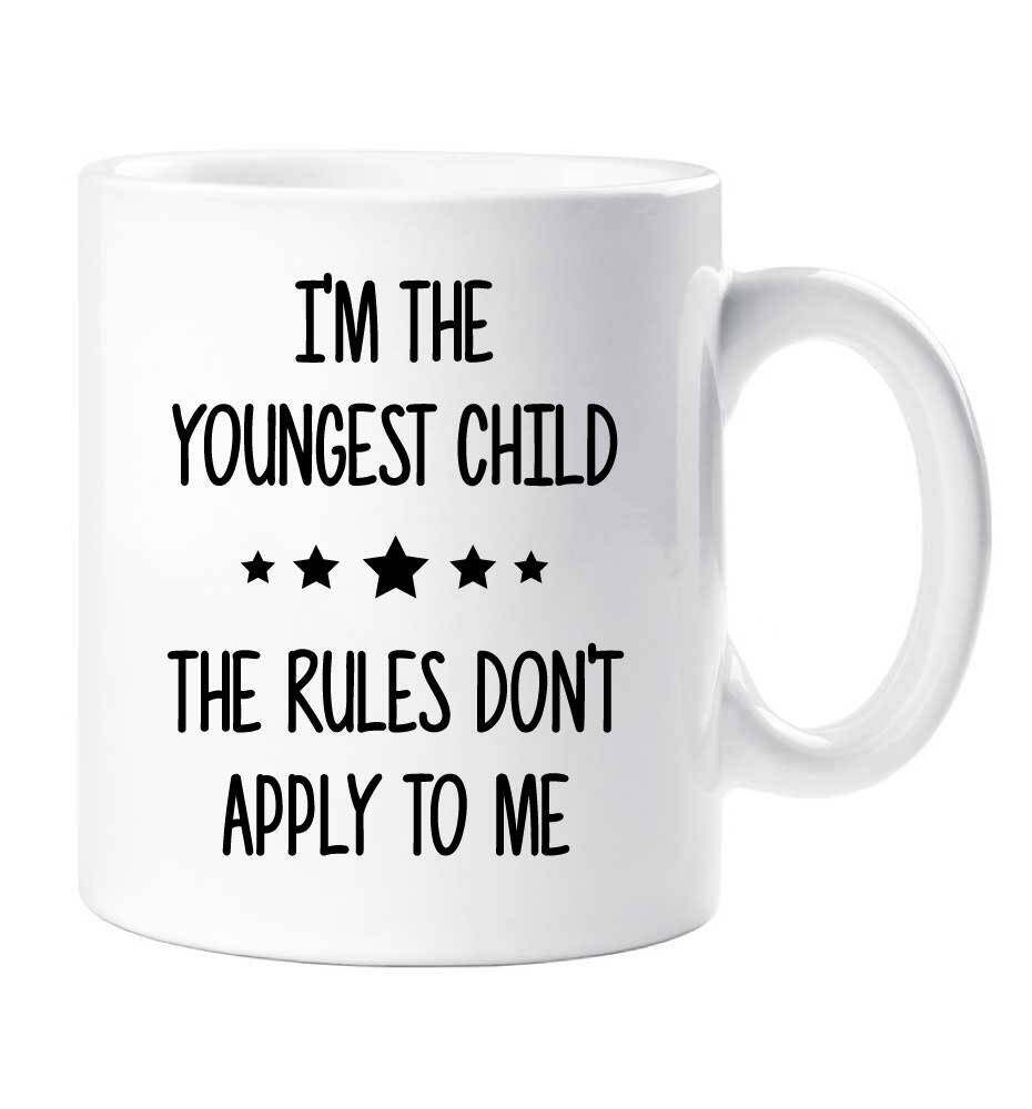 Youngest Rules Child Mug Child Sibling Children Gift Novelty Present Funny I'm