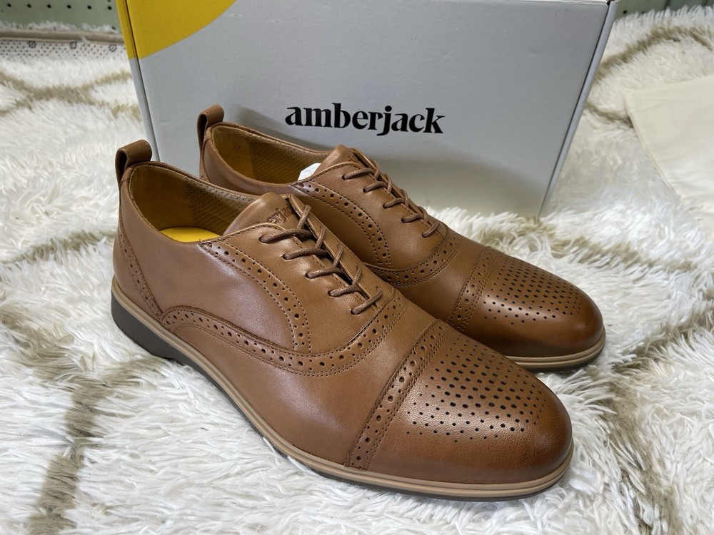 🧡NIB*Amberjack The Cap-Toe Dress Shoes Leather Men's Size 11 - Honey MSRP $199