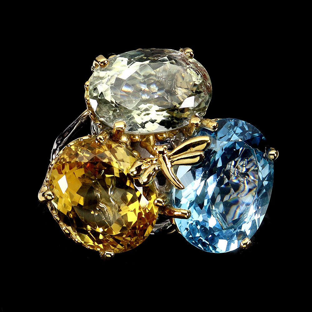 39ct Oval Topaz Citrine 925 Sterling Silver Handmade Gemstone Ring Size 9