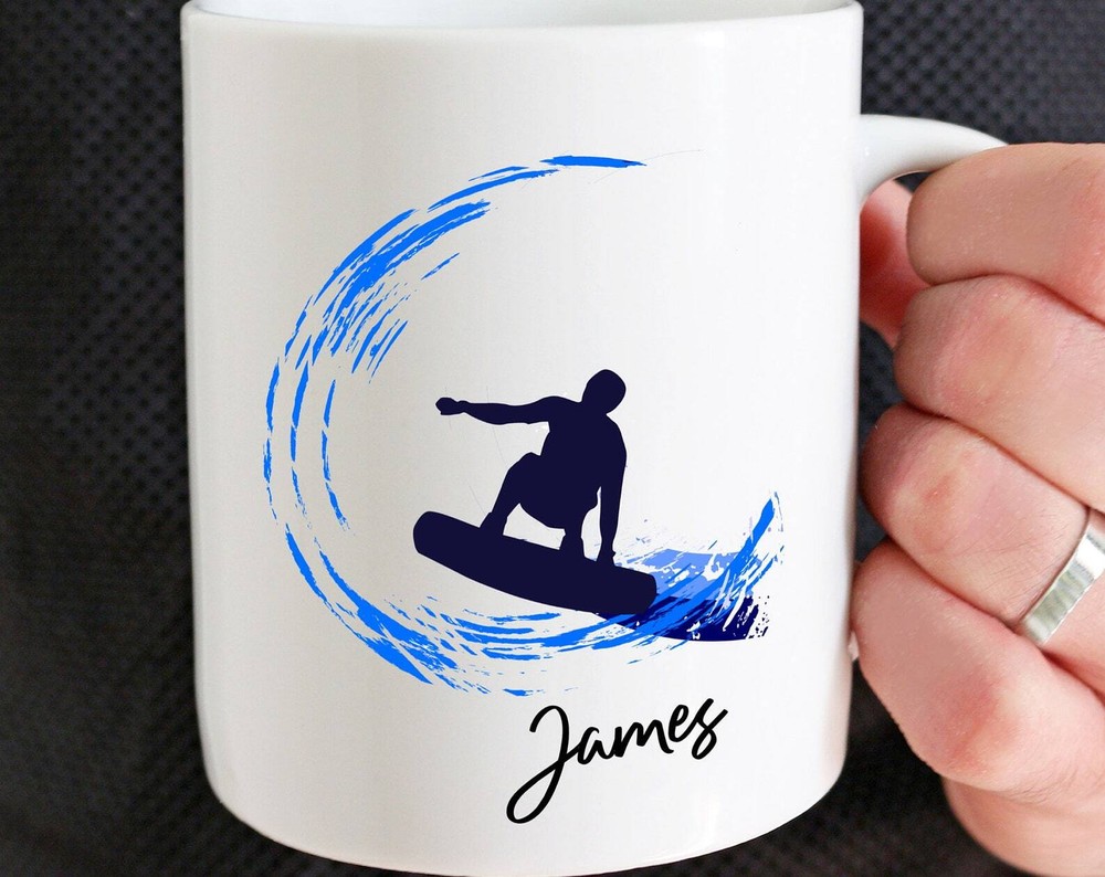 Personalized Surfer Coffee Mug Cup Surfing Gifts For Men Surfing Mug Gifts For