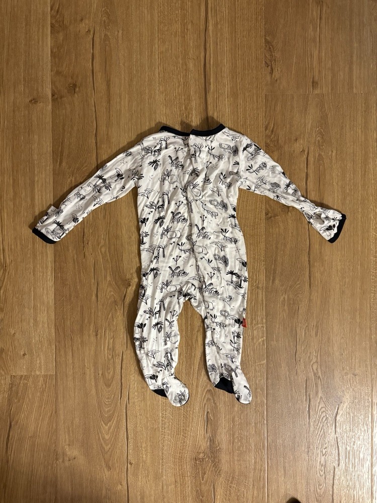 Magnetic Me Baby Footie Pajamas Jungle Pattern Black and White 0-3 Months