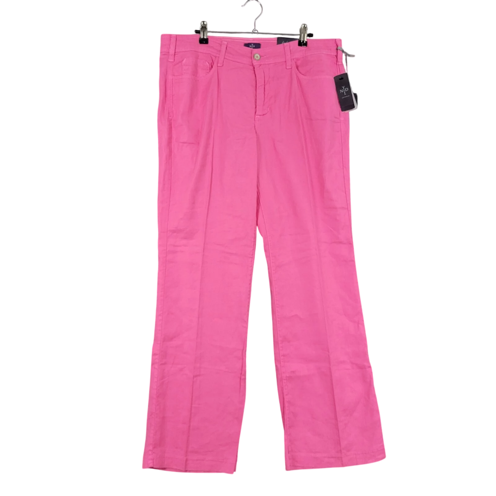 NWT NYDJ Pink Trouser Linen Blend Straight Leg Barbie Pants SIZE 14P 14 PETITE