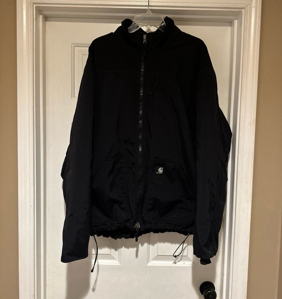 Carhartt J199 BLK Nylon Full Zip Work Jacket XL Black Durable Heavy Duty Coat