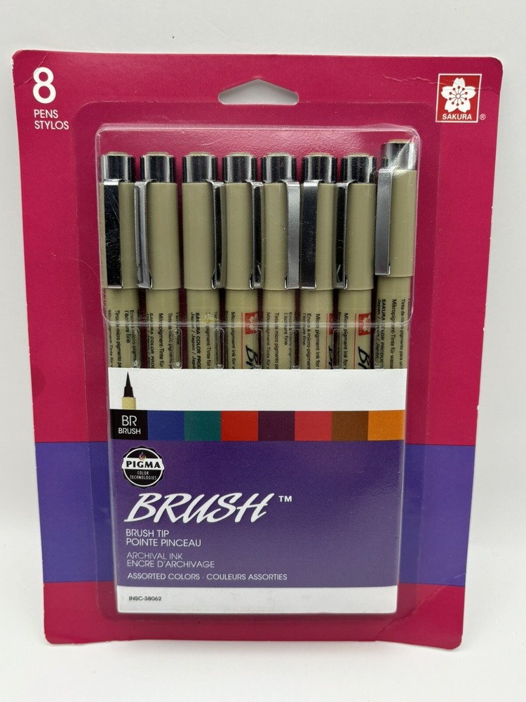 Sakura Pigma Brush Pen Set 8 Colors Genuine Japan Made