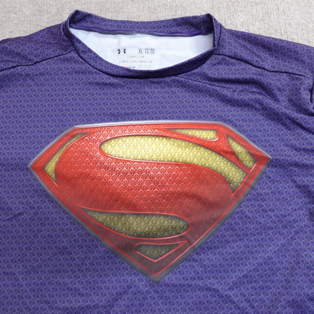 Under Armour Superman XL Blue Compression Shirt Man of Steel Edition