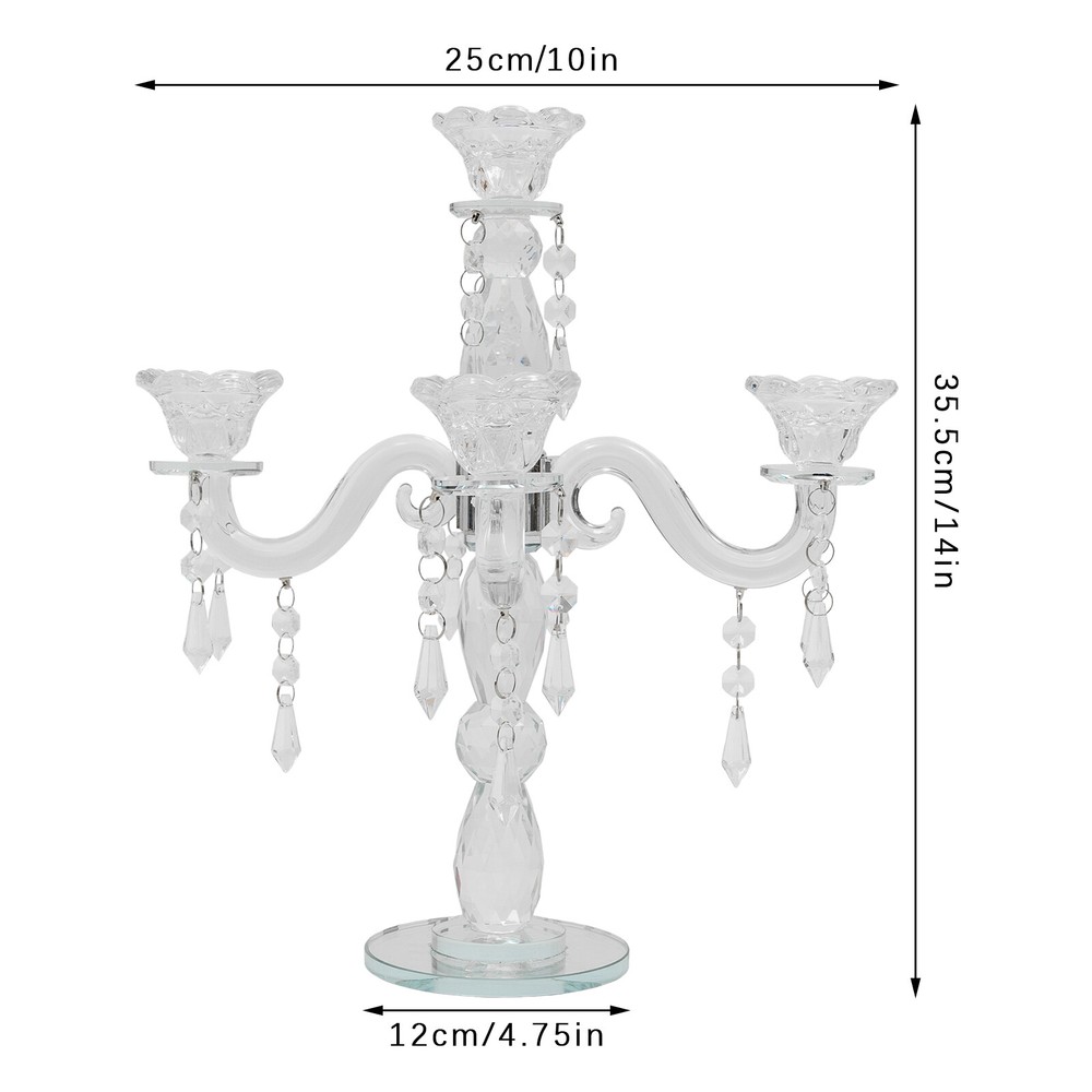 Elegant 5-Head Crystal Glass Candle Holder for Beautiful Table Decor