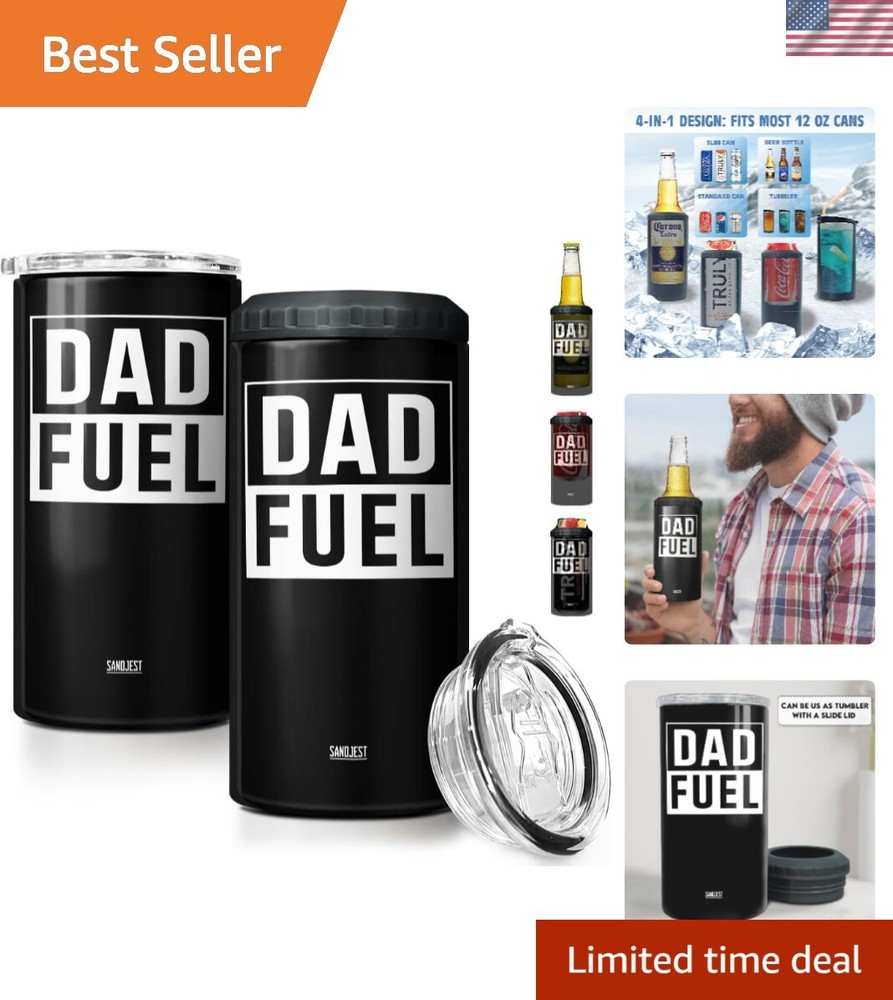 4-in-1 Dad Tumbler Gift Set for Father's Day from Kids - 12oz Insulated Can Cooler