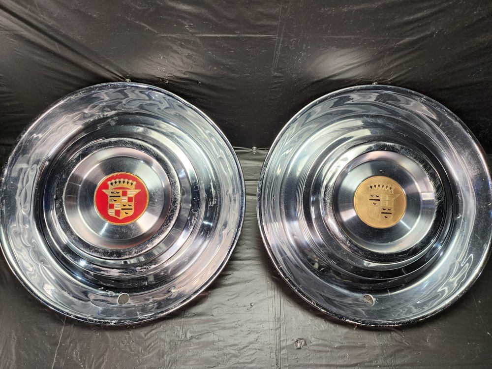1954-55 Pair 2 Original CADILLAC DeVille Fleetwood Wheel Cover Hubcaps OEM 50s