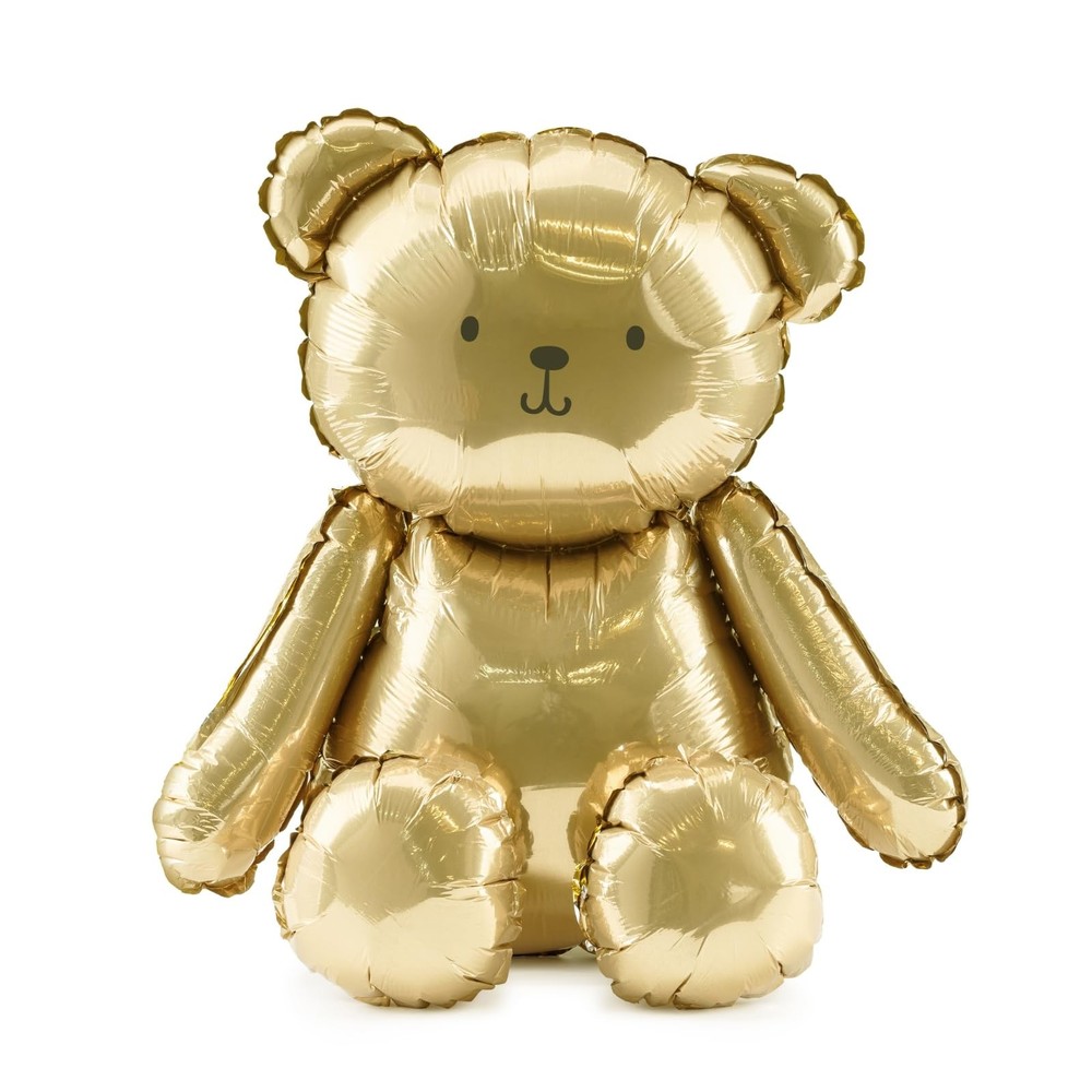 Gold Bear Foil Balloon 15x16.5 Inch – Cute Inflatable Teddy Bear for Baby Sho...