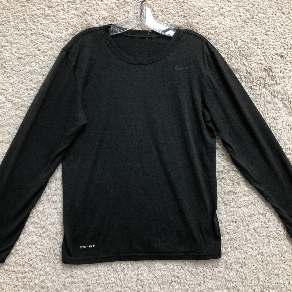 Nike Shirt Small Adult Gray Dri Fit Swoosh Crewneck Long Sleeve Athletic Mens S