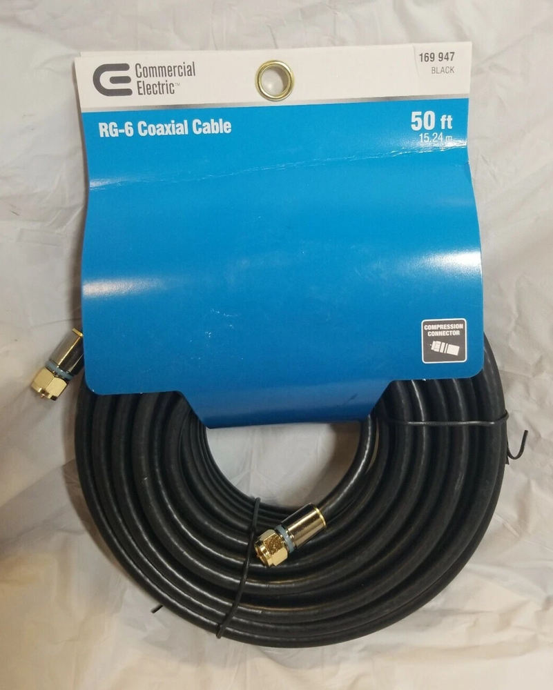 50ft RG-6 Coaxial Cable by CE Tech for High-Speed Connectivity