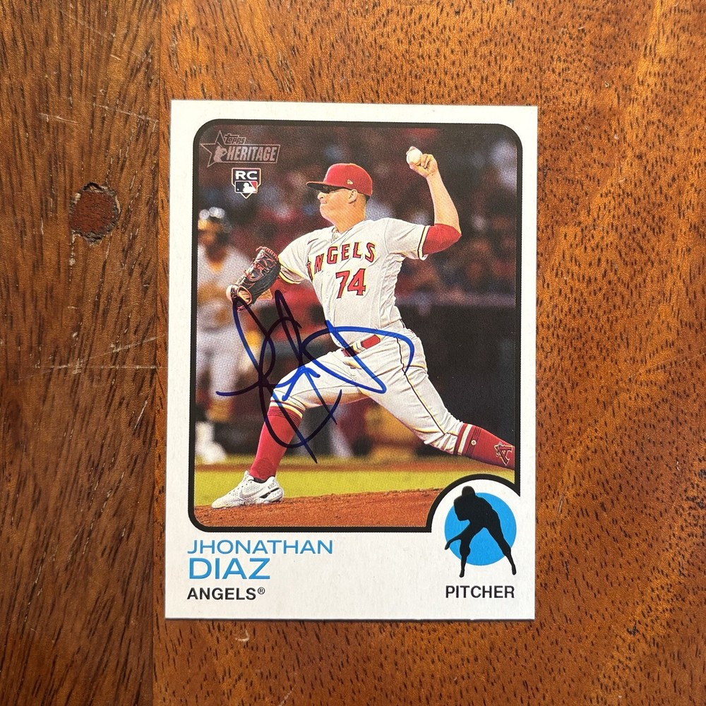 Jhonathan Diaz Autographed 2022 Topps Heritage SP Signed Card #711 RC - Angels