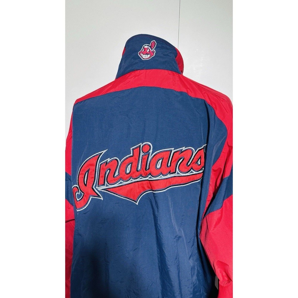 Cleveland Indians Chief Wahoo Windbreaker Jacket Majestic Blue Red Full Zip XXL