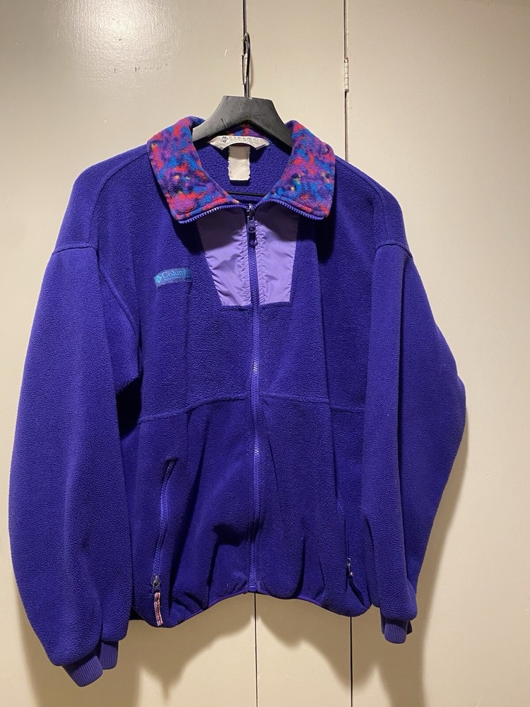 Vintage 90s Columbia Fleece Full Zip Aztec Pattern Jacket Mens Medium