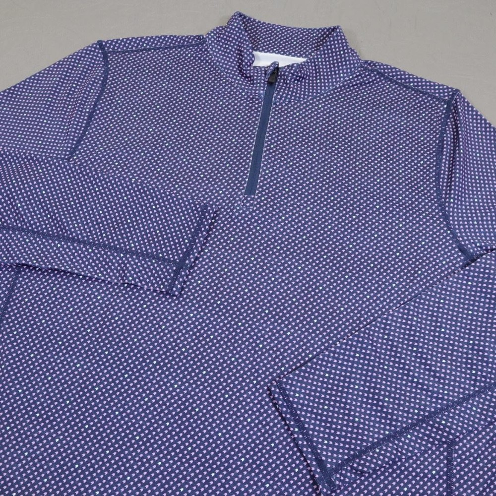 1764 1/4 Quarter Zip Pullover Men Medium Blue Geometric Golf Stretch Performance