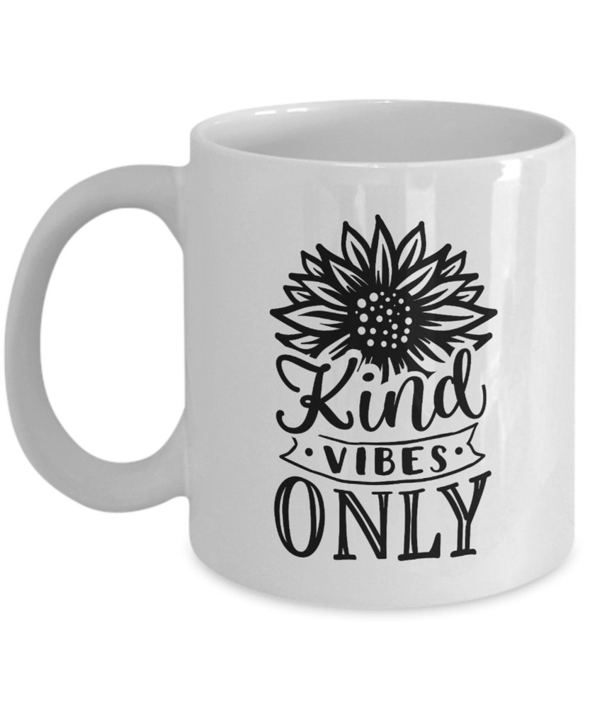 Kind Vibes Only Funny Ceramic Coffee Mug - Unique Gift Idea with Positive Message