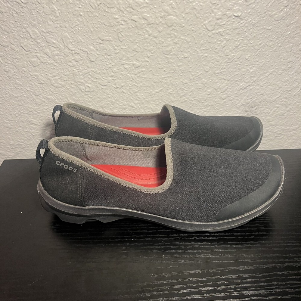 Crocs Neoprene Walking Slip On Water Shoes Womens Size 9 Black Mules Casual