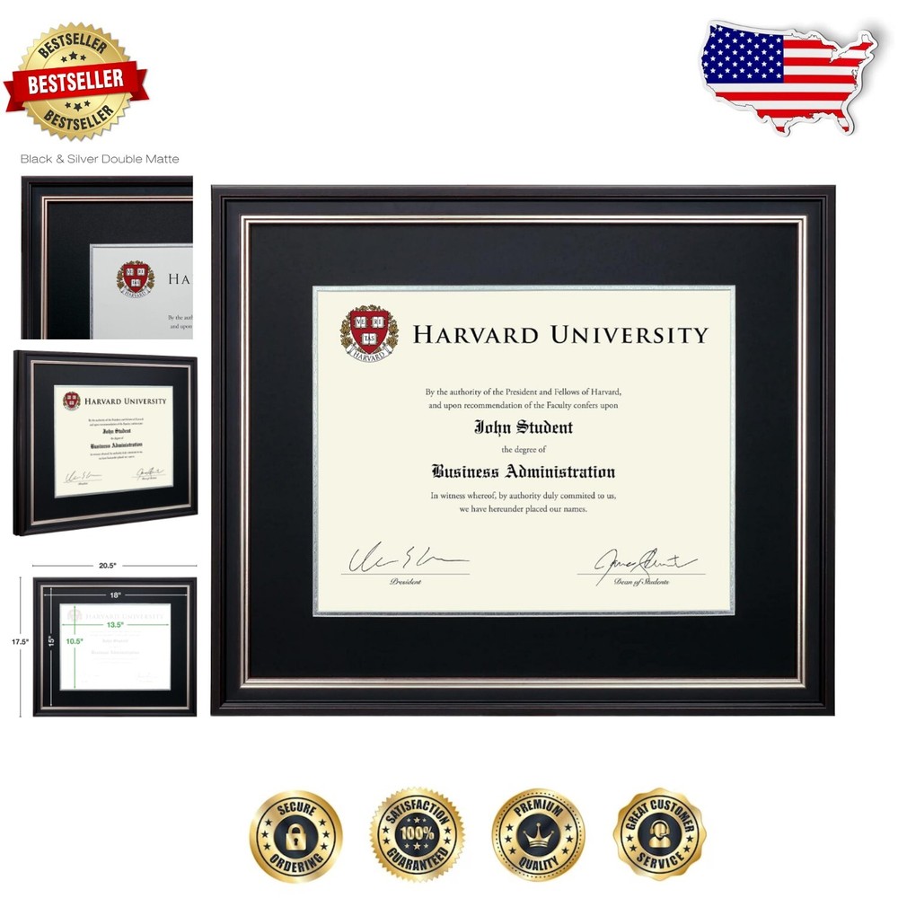 Elegantly Designed 11x14 Graduation Document Frame with Double Mat in Silver