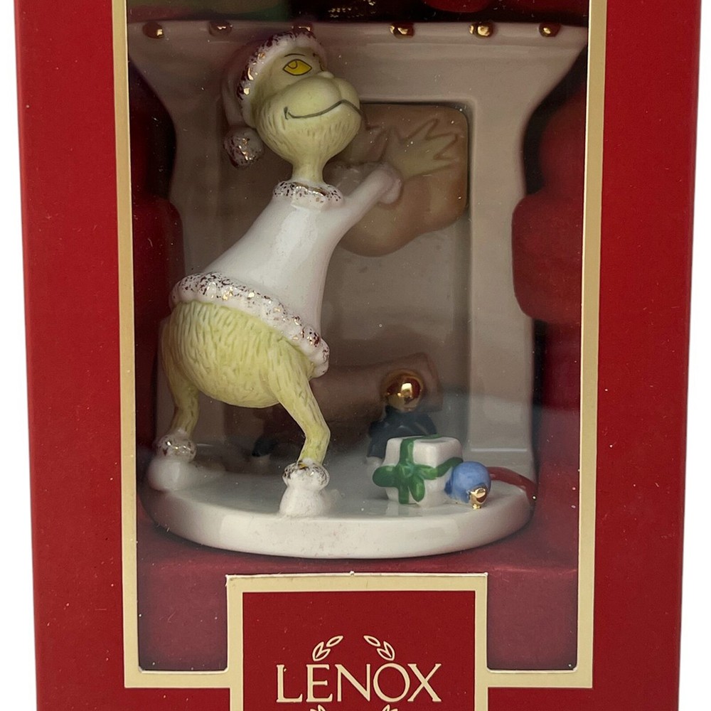 Lenox China GRINCH 2021 Stealing Gifts (up chimney)  Xmas Tree Ornament Dr Seuss