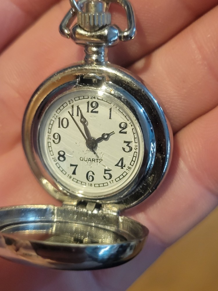 Antique Silver Vintage Pocket Watch with Chain