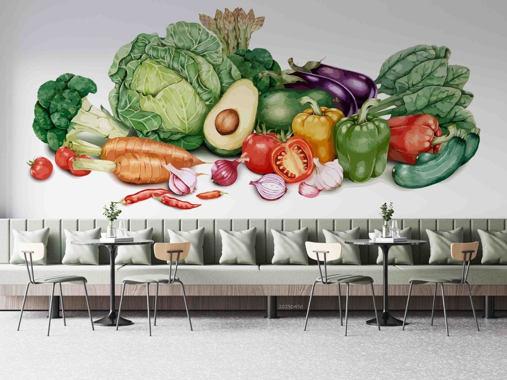 3D Vegetables Food Illustration Wall Murals Wallpaper Murals Wall Sticker