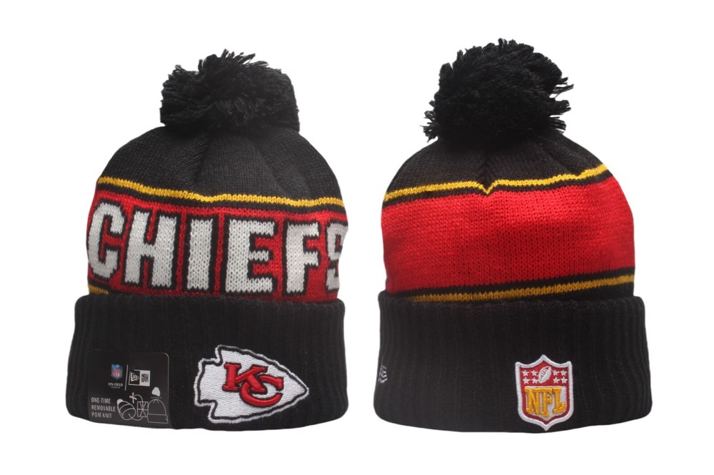 New NFL Sports Knitted Hat Kansas City Chiefs Beanie Hat Fleece Lined Warm Hats
