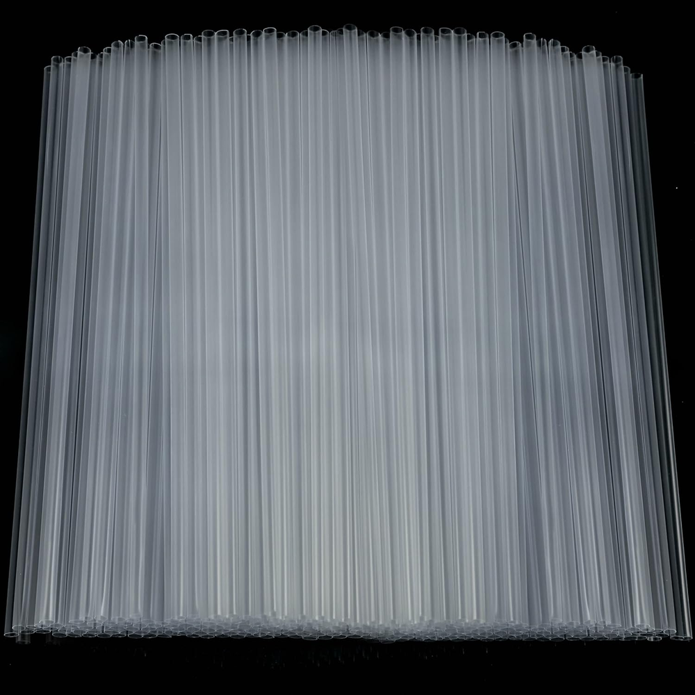 300-Pack Clear Plastic Drinking Straws, 0.23-Inch Diameter, Long Disposable Straws for Beverages