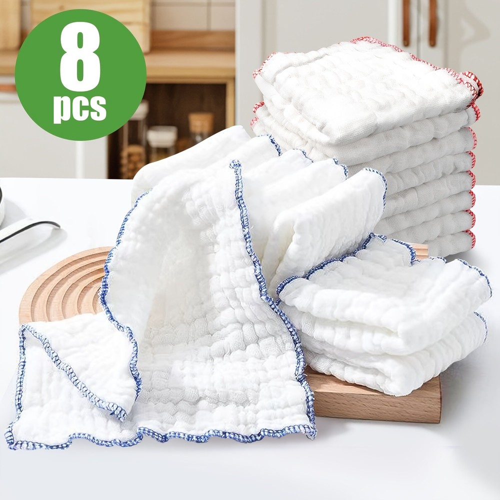 8pcs Ultra-Soft Reusable Absorbent Dish Cloths for Kitchen Cleaning