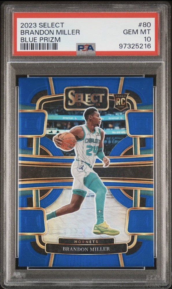 2023-24 Panini Select Basketball Brandon Miller Blue Silver Prizm RC PSA 10