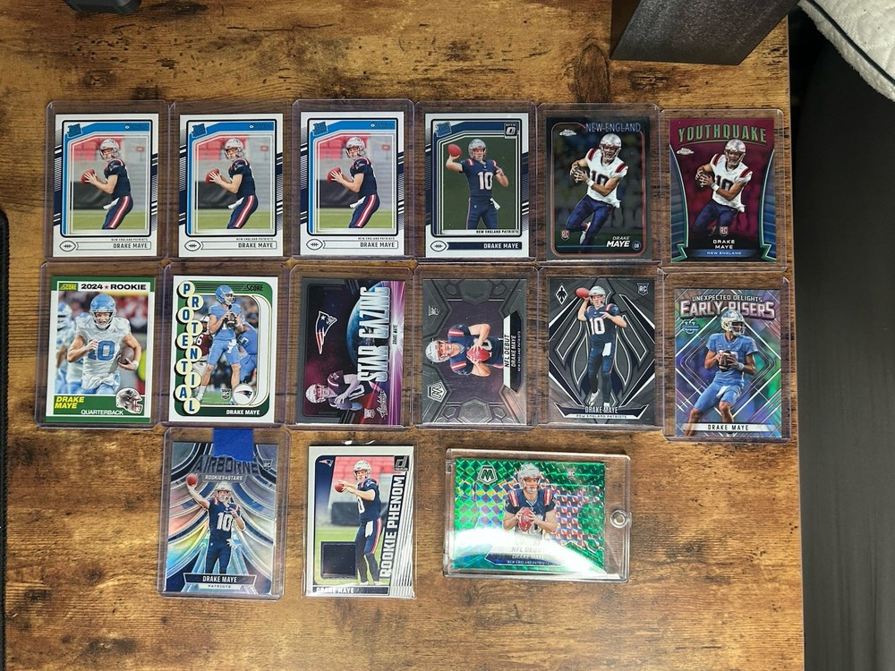 Drake Maye & New England Patriots Card Lot Of 15 Panini Topps Donruss Mosaic