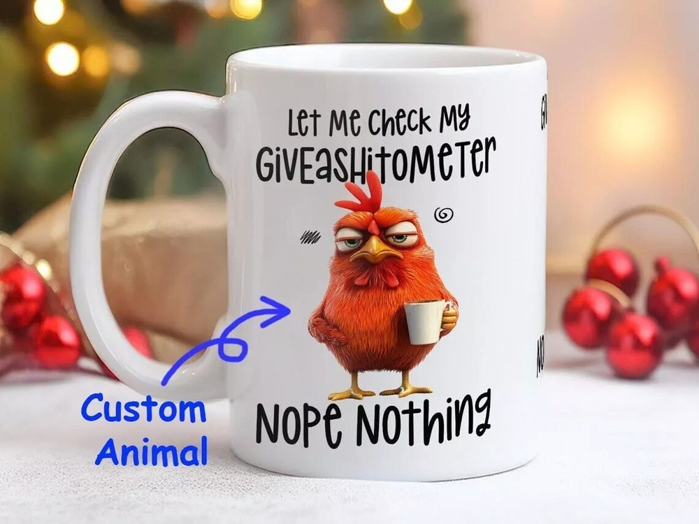 Custom Animal Funny Mug, Let Me Check My Giveashitometer Nope Nothing Coffee Mug