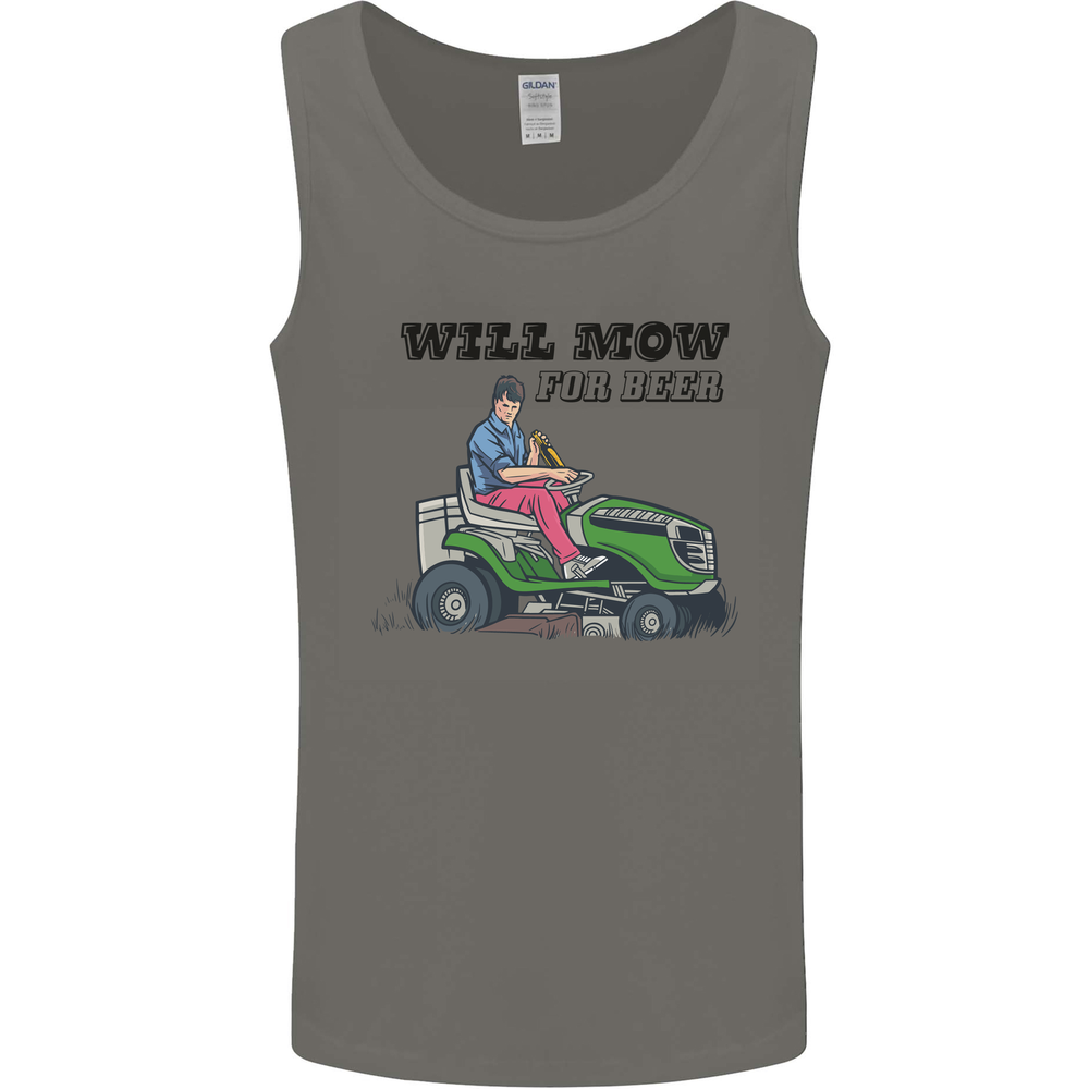Will Mo the Lawn For Beer Funny Alcohol Mens Vest Tank Top
