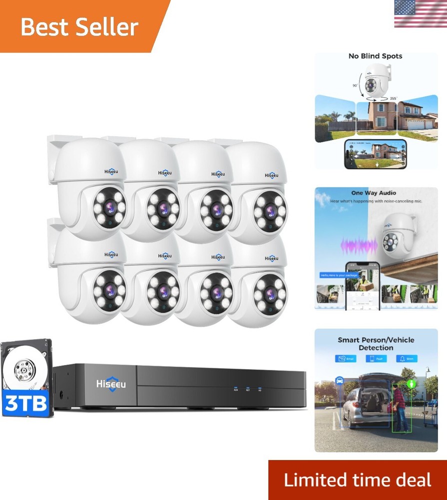 3K Outdoor PTZ Security Camera with 360° View and Alarm Spotlight