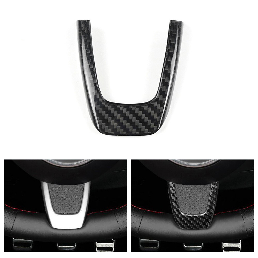 Carbon Fiber Steering Wheel Center Cover U Type Trim For Fiat 500 2012-15 Black