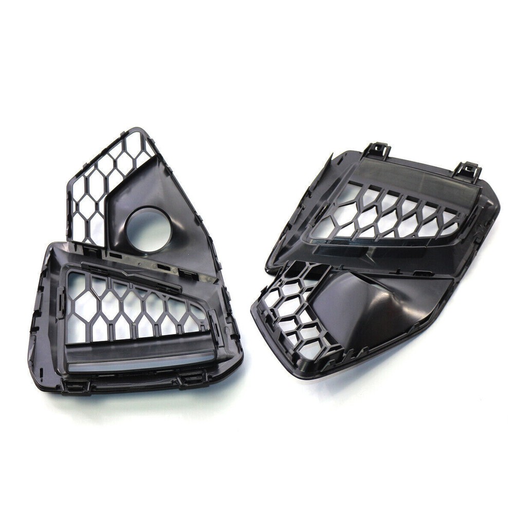 Black For AUDI A4 2020 Sport-Type Front Bumper Fog Light Grille Honeycomb Pair