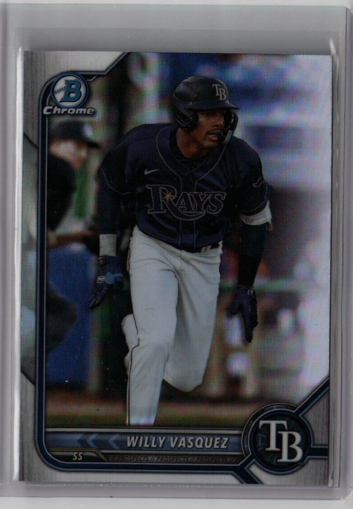 WILLY VASQUEZ ROOKIE BOWMAN CHROME REFRACTOR 2022 MLB TAMPA BAY RAYS RC BDC-40