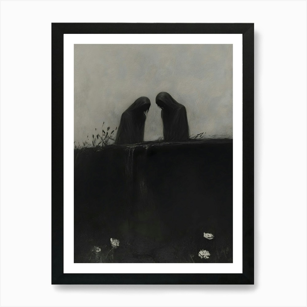 Dark Gothic Two Ghosts Art Print Framed Wall Art Poster Canvas Print Picture