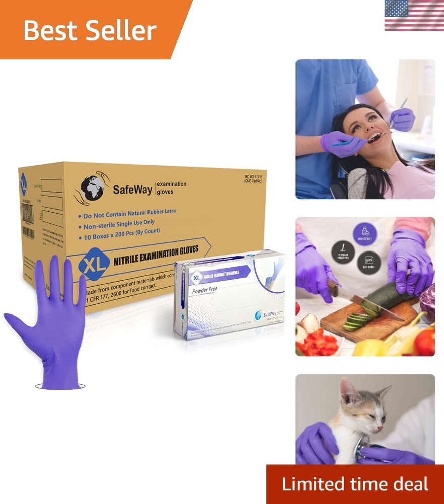 2000-Count Powder-Free Nitrile Exam Gloves with Textured Fingertips Latex-Free
