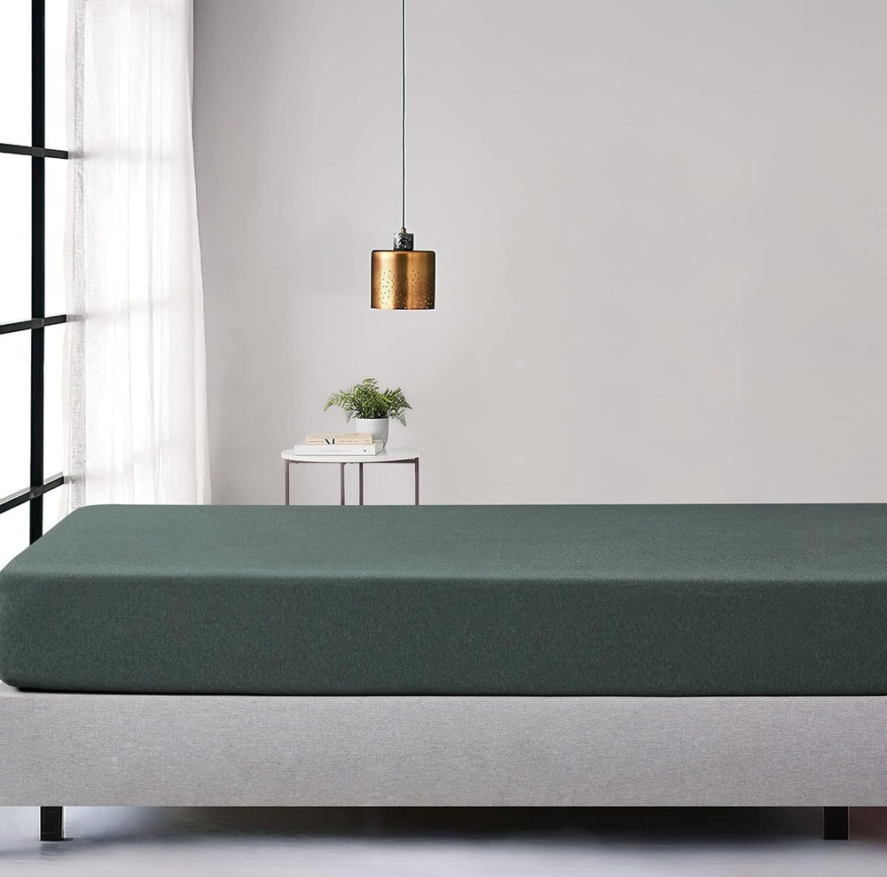 NNEDSZ 100% Jersey Cotton Soft Stretchy Breathable Fitted Sheet - Forest Green -