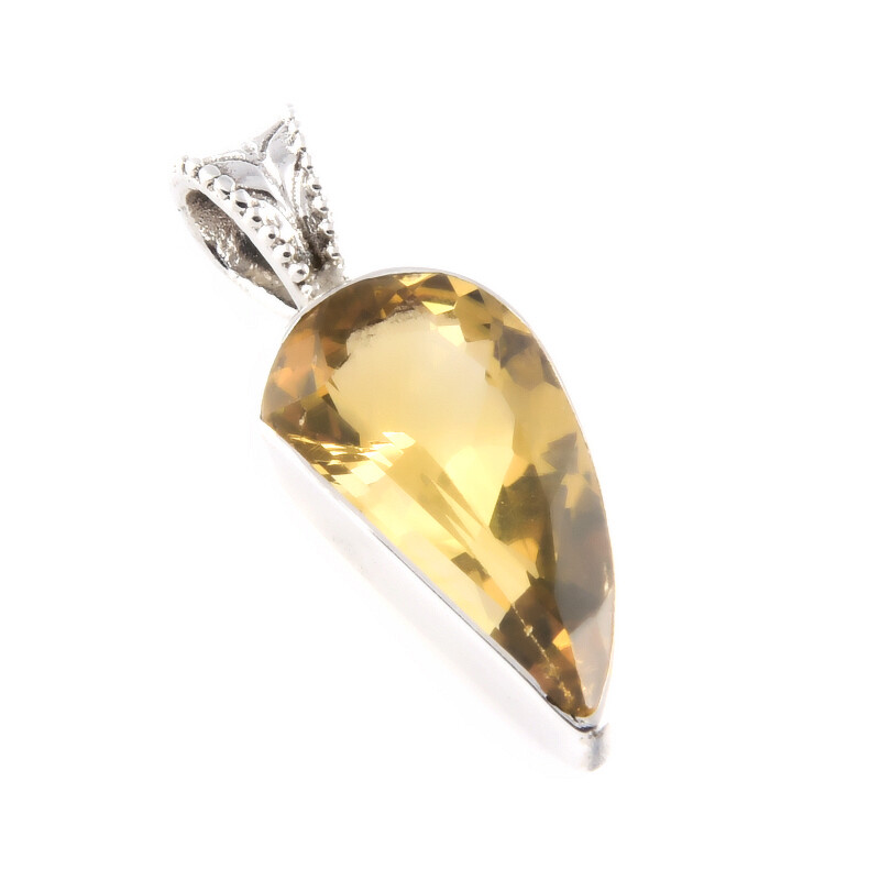 Natural Citrine Gemstone 925 Sterling Silver Jewelry Pendant Gift 1 Inch