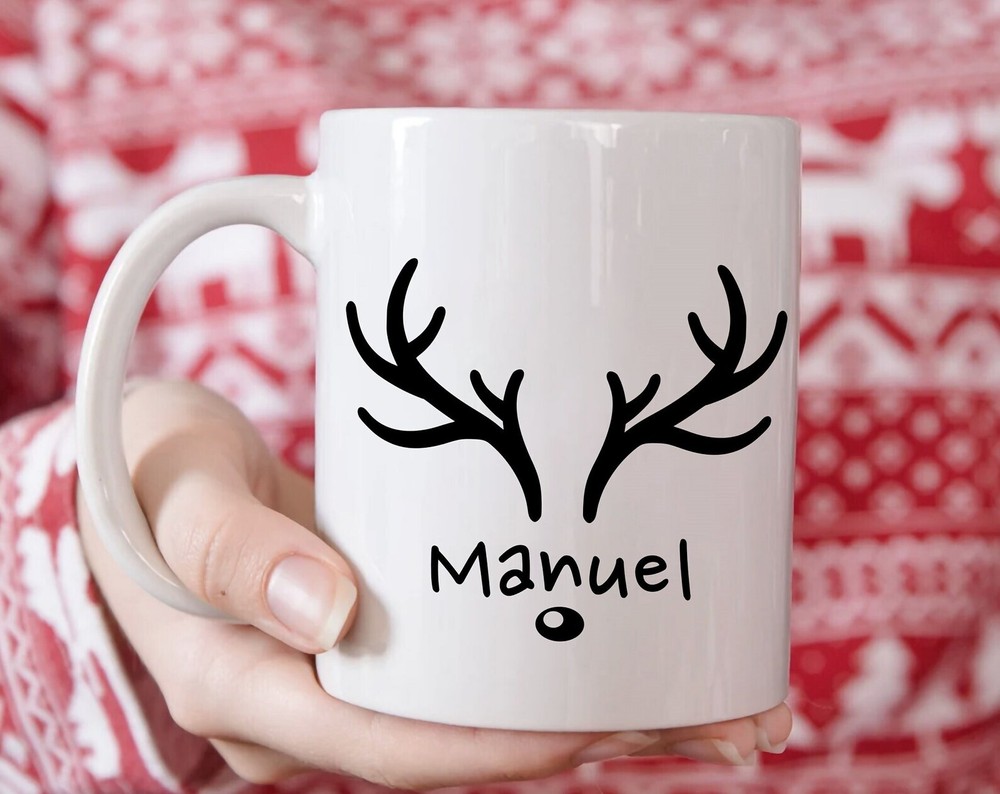 Personalized Reindeer Christmas Mug Family Holiday Mug Customized Christmas Gift