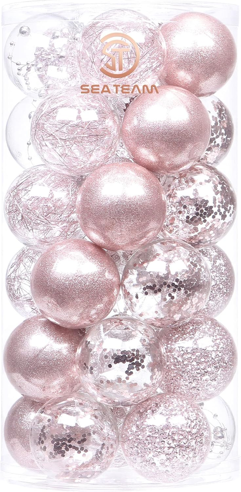 Sea Team Shatterproof Clear Plastic Christmas Ball Ornaments Decorative Xmas Bal