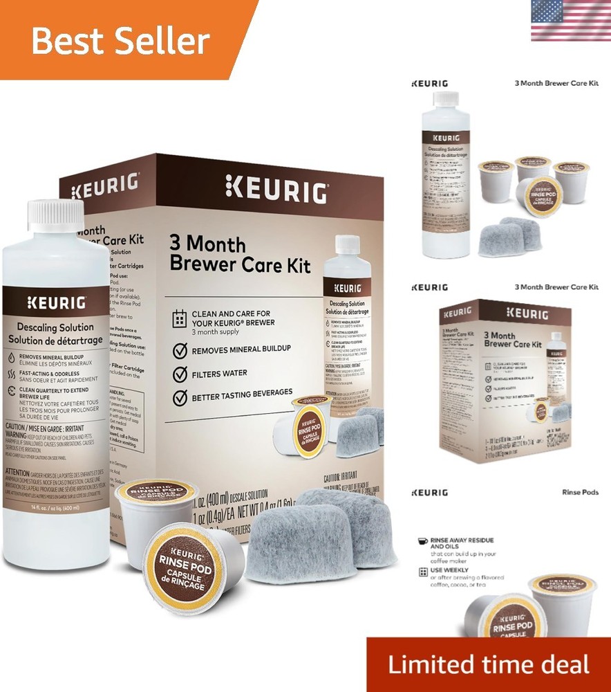 Essential Coffee Maker Care Kit: Rinse Pods & Descaling Solution for 3