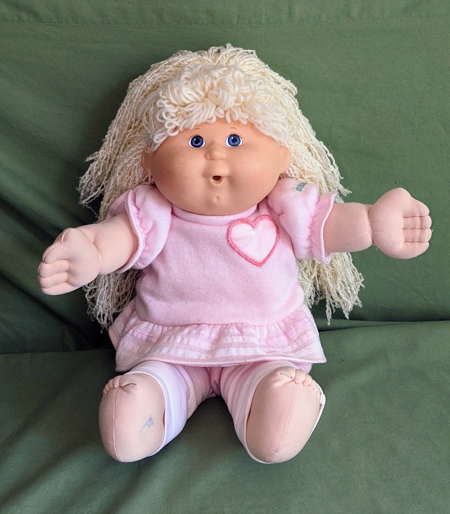 Vintage 1990 Cabbage Patch Kid First Edition Blonde Girl in Pink Outfit by Hasbro