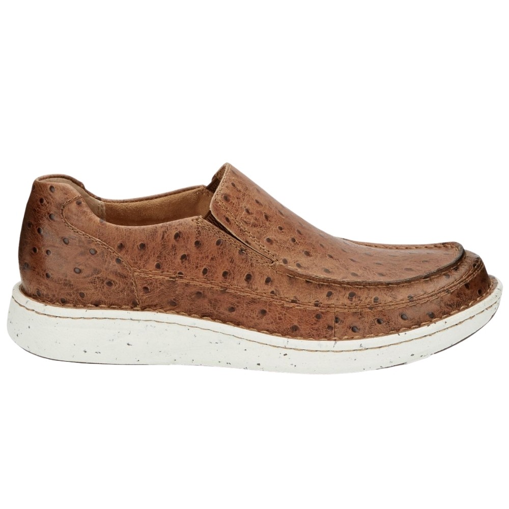 Justin Boots Looper Ostrich Print Slip On Mens Brown Casual Shoes JM402  